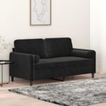 Emmtore Sofa, Couch mit Zierkissen, Liegesofa für Wohnzimmer, Polstersofa Sessel Relaxsofa Loungesofa Relaxcouch Schwarz,140 cm