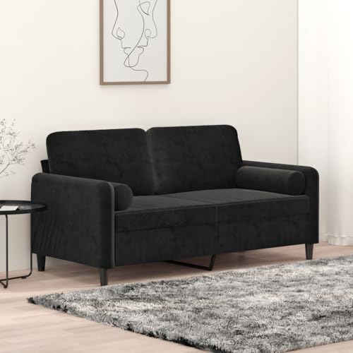 Emmtore Sofa, Couch mit Zierkissen, Liegesofa für Wohnzimmer, Polstersofa Sessel Relaxsofa Loungesofa Relaxcouch Schwarz,140 cm
