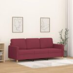 Gecheer 3-Sitzer-Sofa Weinrot 180 cm Stoff, Polstersofa Sitzgruppen Sofa für Wohnzimmer Apartment Büro Gästezimmer359492