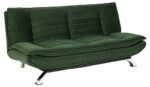 AC Design Furniture Jasper Bettcouch in Waldgrün, Schlafsofa mit 3 Liegepositionen, Moderner 3-Sitzer ohne Armlehne, Polstersofa mit Samtstoff und Verchromten Beinen, B: 196 x H: 91 x T: 98 cm