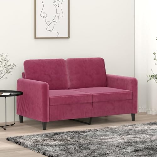 Gecheer 2-Sitzer-Sofa Weinrot 120 cm Samt, Polstersofa Sitzgruppen Sofa für Wohnzimmer Apartment Büro Gästezimmer359436
