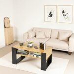 H.J WeDoo Wohnzimmertisch für Couch, 92cm Modern Couchtisch, Beistelltisch Holz mit Stauraum, Klein Kaffeetisch für Wohnzimmer, Balkon, Arbeitszimmer