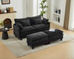 SAMERY Ecksofa Modulares Sofa Couch L Form mit Polsterhocker Big Sofa 2 Sitzer Wohnlandschaft L-Form Eckcouch Schlafsofa Wohnzimmer Schlafzimmer Wohnung MöBel mit 4 Kissen und Doppelten Sitzkissen