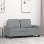 Gecheer 2-Sitzer-Sofa Hellgrau 120 cm Stoff, Polstersofa Sitzgruppen Sofa für Wohnzimmer Apartment Büro Gästezimmer359383