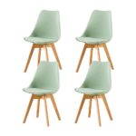EGGREE 4er Set Esszimmerstuhl Skandinavischer SGS Geprüfter, Design Küchenstuhl Essstühle mit Polsterstuhl et Massivholz Buche Bein, Eiscreme-Grün