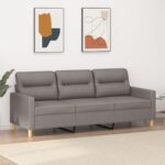 Gecheer 3-Sitzer-Sofa Taupe 180 cm Stoff, Polstersofa Sitzgruppen Sofa für Wohnzimmer Apartment Büro Gästezimmer359250