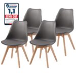 ALBATROS Esszimmerstühle 4er Set AARHUS, Grau - Beine aus Buche Massiv-Holz, Skandinavisches Retro-Design, bequemer Schalenstuhl - Eleganter Küchenstuhl, Stuhl Esszimmer für Esstisch