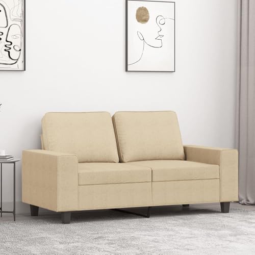 Gecheer 2-Sitzer-Sofa Creme 120 cm Stoff, Polstersofa Sitzgruppen Sofa für Wohnzimmer Apartment Büro Gästezimmer359385