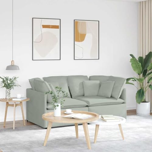 IKAYAA Sofa 3 Sitzer mit Kissen 200 x 100 x 64 cm, Couch 3 Sitzer, Polstersofa aus Samt mit Breite Armlehnen für Wohnzimmer/Schlafzimmer/Spielzimmer, Hellgrau