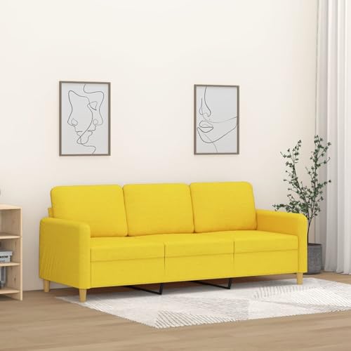 Gecheer 3-Sitzer-Sofa Hellgelb 180 cm Stoff, Polstersofa Sitzgruppen Sofa für Wohnzimmer Apartment Büro Gästezimmer359491