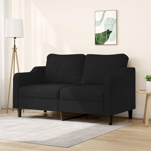 Gecheer 2-Sitzer-Sofa Schwarz 140 cm Stoff, Polstersofa Sitzgruppen Sofa für Wohnzimmer Apartment Büro Gästezimmer359363