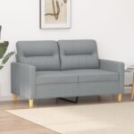 Gecheer 2-Sitzer-Sofa Hellgrau 120 cm Stoff, Polstersofa Sitzgruppen Sofa für Wohnzimmer Apartment Büro Gästezimmer359227