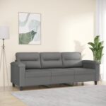 Gecheer 3-Sitzer-Sofa Dunkelgrau 180 cm Mikrofasergewebe, Polstersofa Sitzgruppen Sofa für Wohnzimmer Apartment Büro Gästezimmer359569