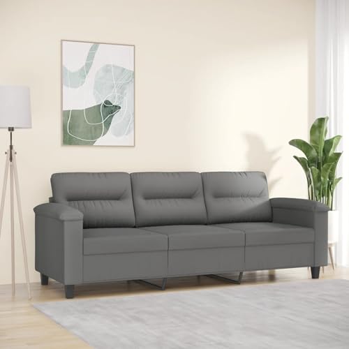 Gecheer 3-Sitzer-Sofa Dunkelgrau 180 cm Mikrofasergewebe, Polstersofa Sitzgruppen Sofa für Wohnzimmer Apartment Büro Gästezimmer359569