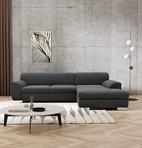 DOMO. collection Ecksofa Nika, Sofa mit Schlaffunktion in L-Form, Eckgarnitur, moderne Polsterecke, Eckcouch, Schlafsofa, 277 x 156 x 78 cm (BxTxH), grau