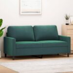 Gecheer 2-Sitzer-Sofa Dunkelgrün 140 cm Samt, Polstersofa Sitzgruppen Sofa für Wohnzimmer Apartment Büro Gästezimmer359201