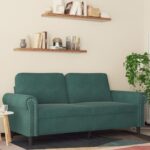 Gecheer 2-Sitzer-Sofa Dunkelgrün 140 cm Samt, Polstersofa Sitzgruppen Sofa für Wohnzimmer Apartment Büro Gästezimmer359531