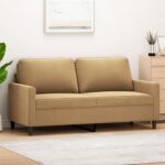 Gecheer 2-Sitzer-Sofa Braun 140 cm Samt, Polstersofa Sitzgruppen Sofa für Wohnzimmer Apartment Büro Gästezimmer359206