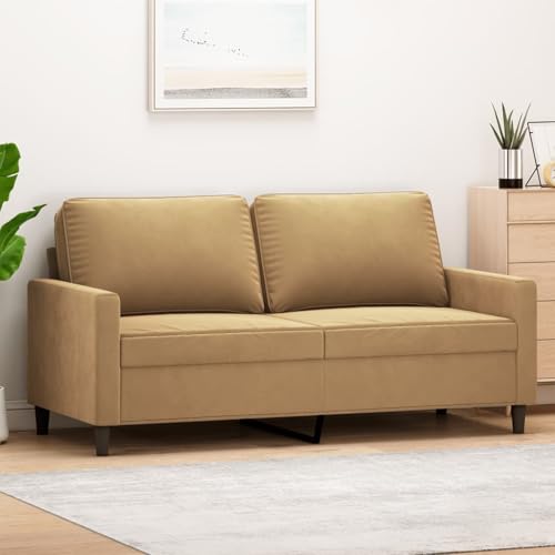 Gecheer 2-Sitzer-Sofa Braun 140 cm Samt, Polstersofa Sitzgruppen Sofa für Wohnzimmer Apartment Büro Gästezimmer359206