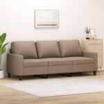 Gecheer 3-Sitzer-Sofa Cappuccino-Braun 180 cm Kunstleder, Polstersofa Sitzgruppen Sofa für Wohnzimmer Apartment Büro Gästezimmer359146