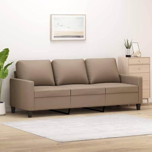 Gecheer 3-Sitzer-Sofa Cappuccino-Braun 180 cm Kunstleder, Polstersofa Sitzgruppen Sofa für Wohnzimmer Apartment Büro Gästezimmer359146