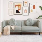 Willood Sofa mit Kissen 3-Sitzer Hellgrau Samt, Polstersofa Loungesofa Couch für Wohnzimmer, Designsofa Wohnzimmersofa Sitzmöbel, Modern