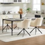 Chummaven Modernes Samt Esszimmerstühle 4er Set Polsterbezogene 360° Drehstühle Küchenstühle Mit Kreuzförmigen Metallbeinen Verstellbare Lehnsessel Für Küche, Esszimmer, Wohnzimmer, Beige