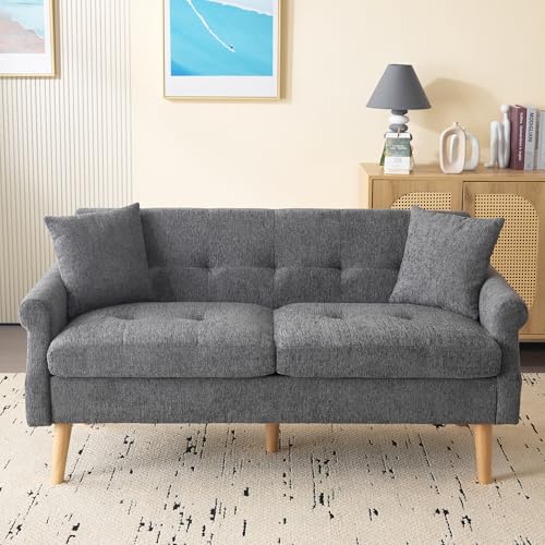 KecDuey 2 Sitzer Sofa,Doppelsofa,Polstermöbel, Chenille-Stoff, Polstersofa, Sofa mit dicken Kissen, geeignet für Wohnzimmer, Schlafzimmer (Grau)
